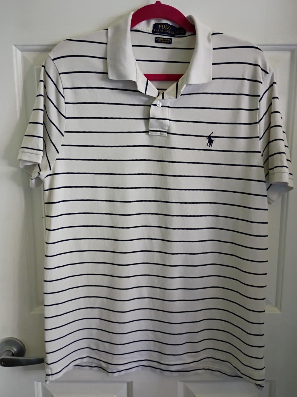 Polo by Ralph Lauren White Navy Striped Polo Shirt